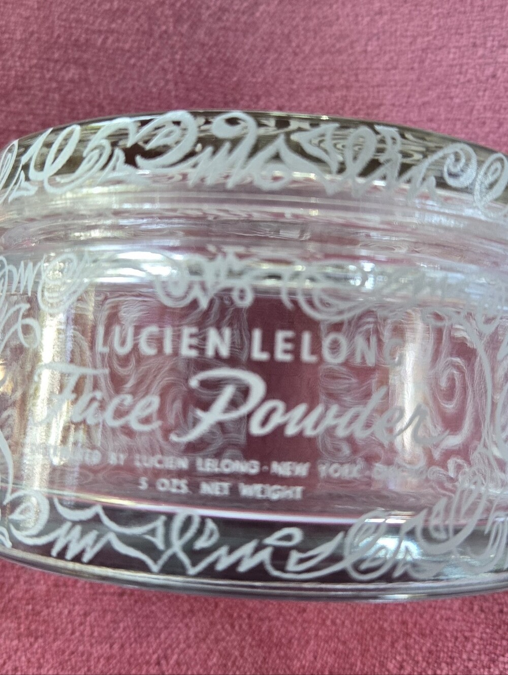 Lucien Lelong Glass Face Powder Jar Plus Vintage White Shoulders Dusting Powder